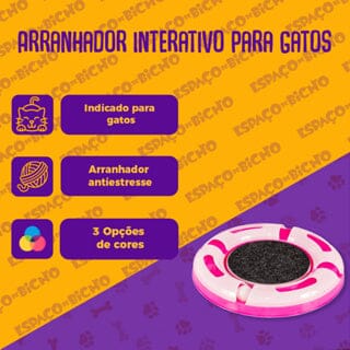 Arranhador Interativo Para Gatos Pista Com Bolinha Antiestresse Espaço de Bicho 