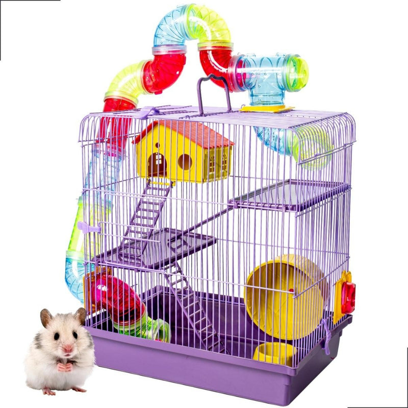 Gaiola Para Hamster Com Casa 3 Andares Com Tubo e Bebedouro