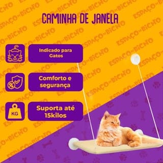 Cama Suspensa Para Gatos Ventosa Espaço de Bicho 