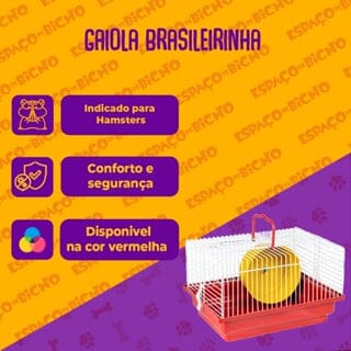 Gaiola Para Hamster Brasileirinha Vermelha Espaço de Bicho 