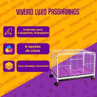 Gaiola Viveiro para Pássaros Luxo Pequena Jel Plast 