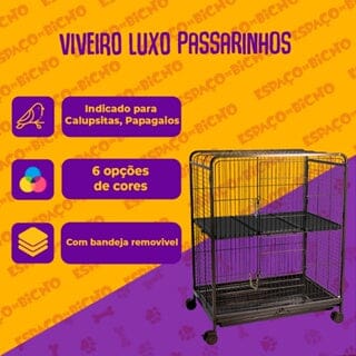 Gaiola Viveiro Para Pássaros Médio Pet Luxo Jel Plast 