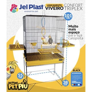 Gaiola viveiro triplex Confort para Passaros Jel Plast 