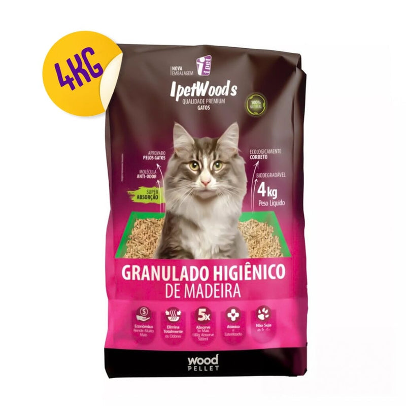 Granulado Higiênico de Madeira para Gatos Ipet Woods Espaço de Bicho 4KG 