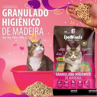 Granulado Higiênico de Madeira para Gatos Ipet Woods Espaço de Bicho 