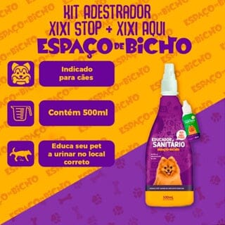 Kit Adestrador Espaço de Bicho Xixi Stop + Xixi Aqui 500 mL para Cães Espaço de Bicho 