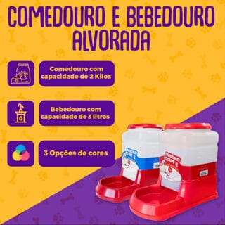 Kit Bebedouro Comedouro Automatico 3 litros Alvorada 