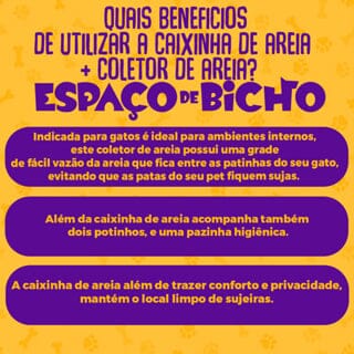 Kit Caixa De Areia Furba para Gatos + Comedouro + Pá para Furba Espaço de Bicho 