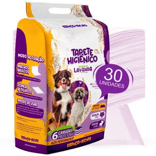 Tapete Higiênico Espaço De Bicho 30unid. 80x60cm Aroma Lavanda + Kit Adestrador Espaço de Bicho Xixi Stop + Xixi Aqui Espaço de Bicho 