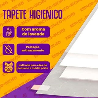 Tapete Higiênico Pet P/ Cães Ultra Espaço De Bicho Lavanda 80x60 90unid+Kit Adestrador Espaço de Bicho Xixi Stop + Xixi Aqui Espaço de Bicho 