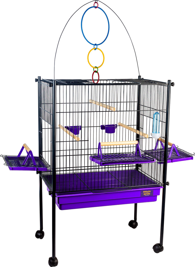 Viveiro Gaiola Para Aves Triplex Jel Plast Preto/ Roxo 