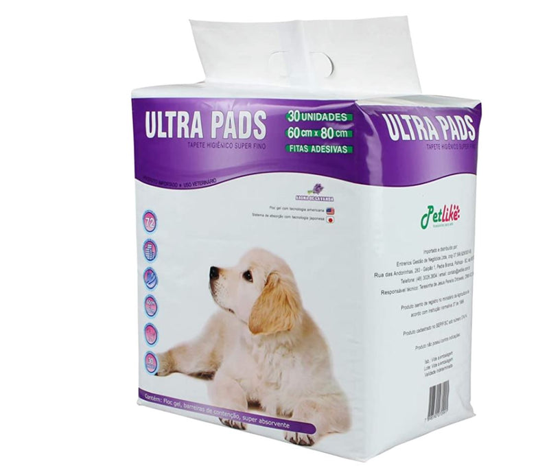 Tapete Higiênico Ultra Pads 30 Unidade 80x60cm Aroma Lavanda PETLIKE 