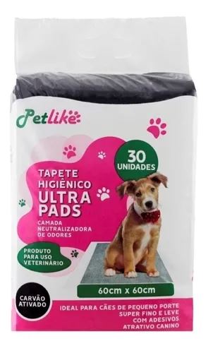 Tapete Higiênico Ultra Pads Carvão Ativado 60x60cm 30un Espaço de Bicho 